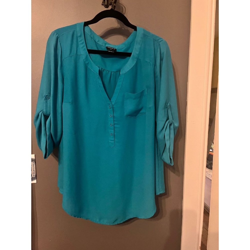Torrid size 00 teal turquoise blouse top